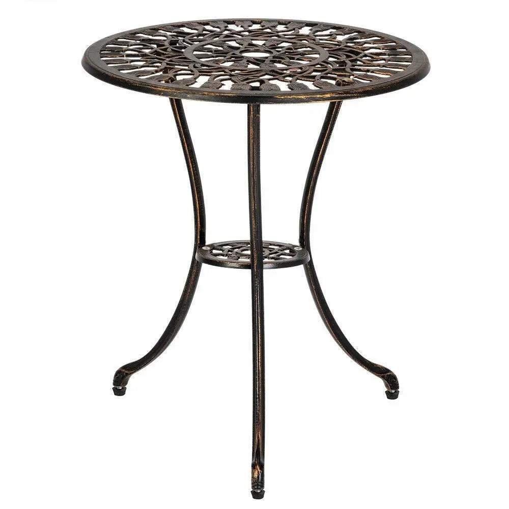 3pc Bronze Patio Bistro Set Iron Table Chair Outdoor Garden Furniture