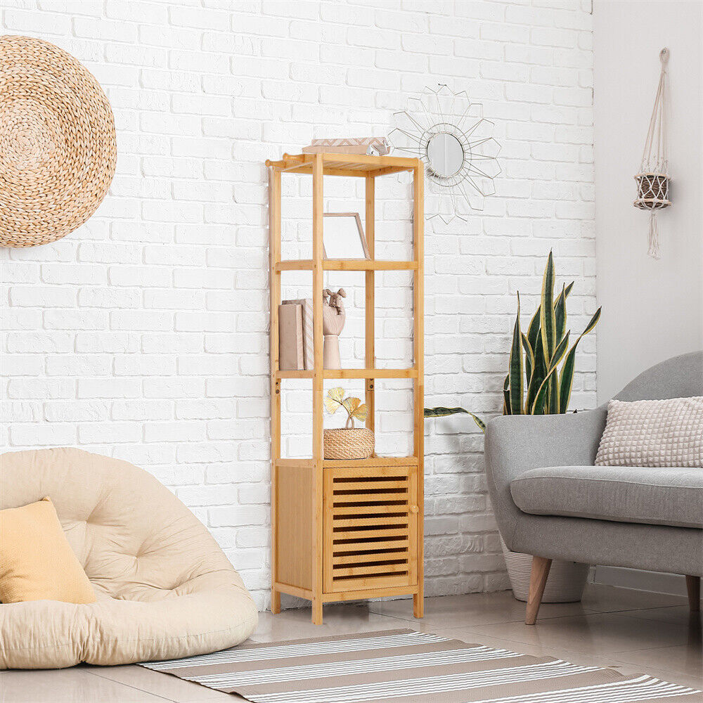 4 Tiers Bathroom Storage Floor Cabinet Shelving Unit