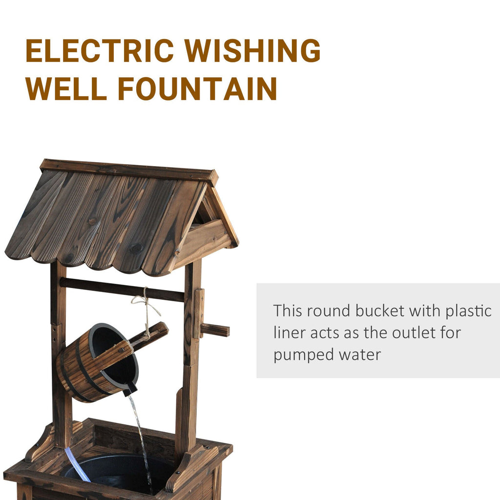 Wooden Wishing Well Outdoor Water Fountain With Pump For Garden & Yard