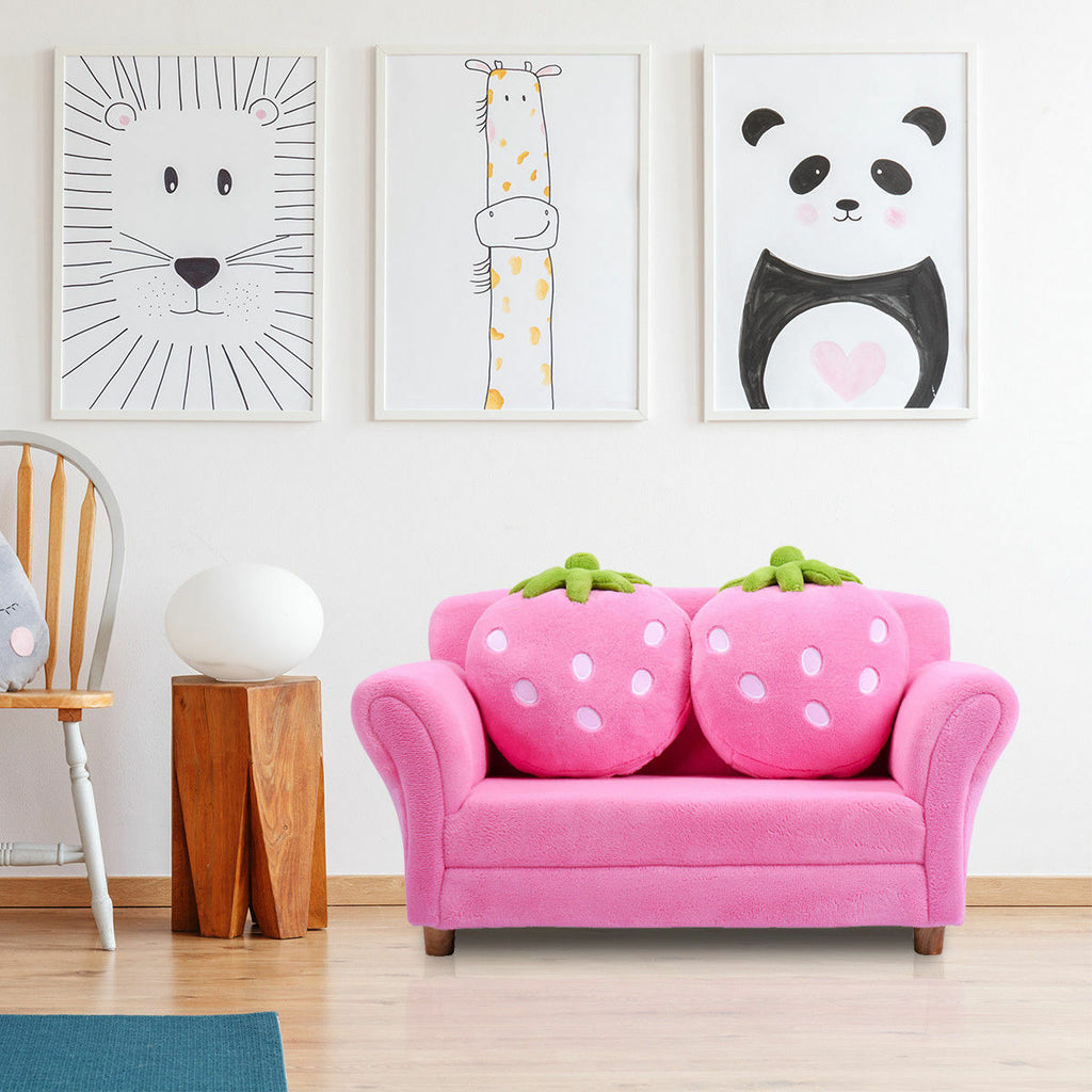 Kids Strawberry Sofa Lounge Chair with Pillows