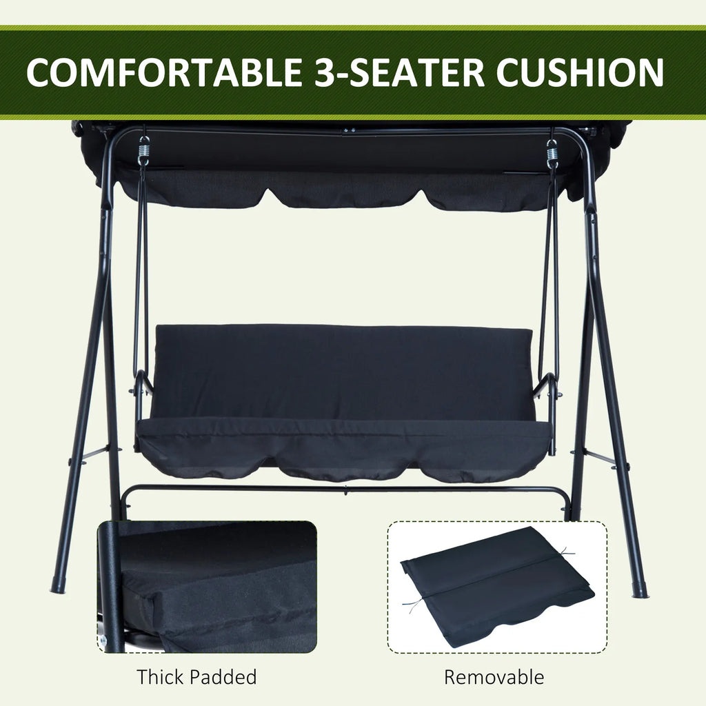 Outdoor 3-Seat Porch Swing Hammock with Canopy