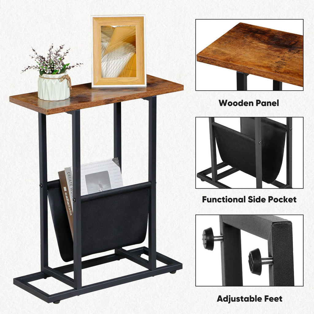 Narrow Sofa End Table Space Saver Snack Table