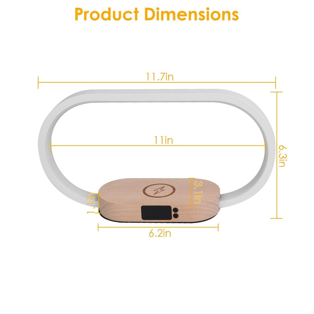 LED Bedside Lamp and Clock with USB Wireless Charger and Touch Control