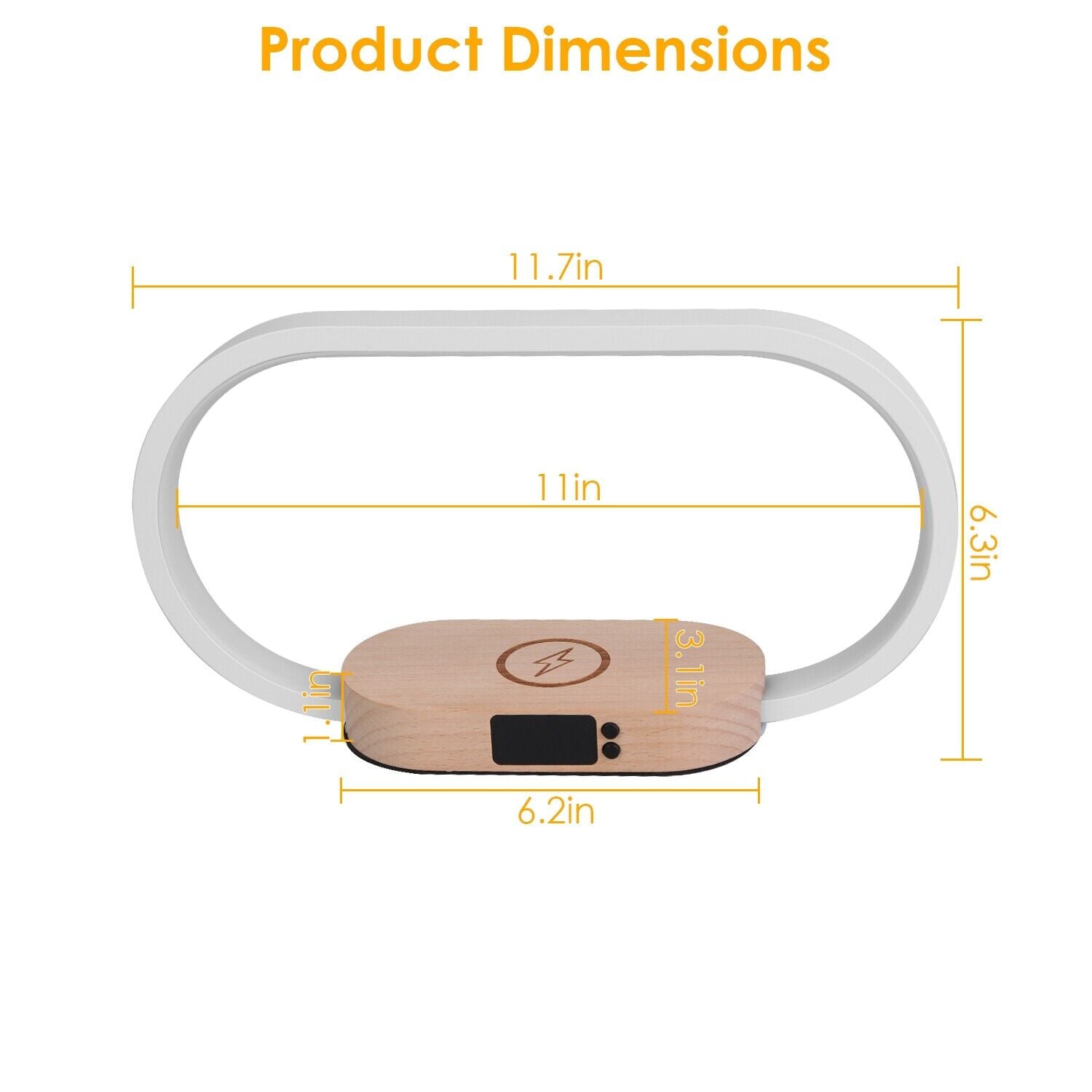 LED Bedside Lamp and Clock with USB Wireless Charger and Touch Control
