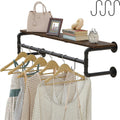 Wall Mounted Pipe Clothes Rack with Top Shelf