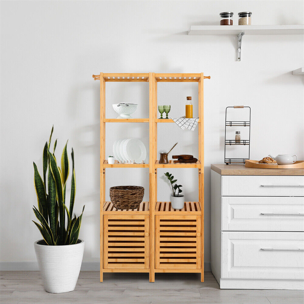 4 Tiers Bathroom Storage Floor Cabinet Shelving Unit