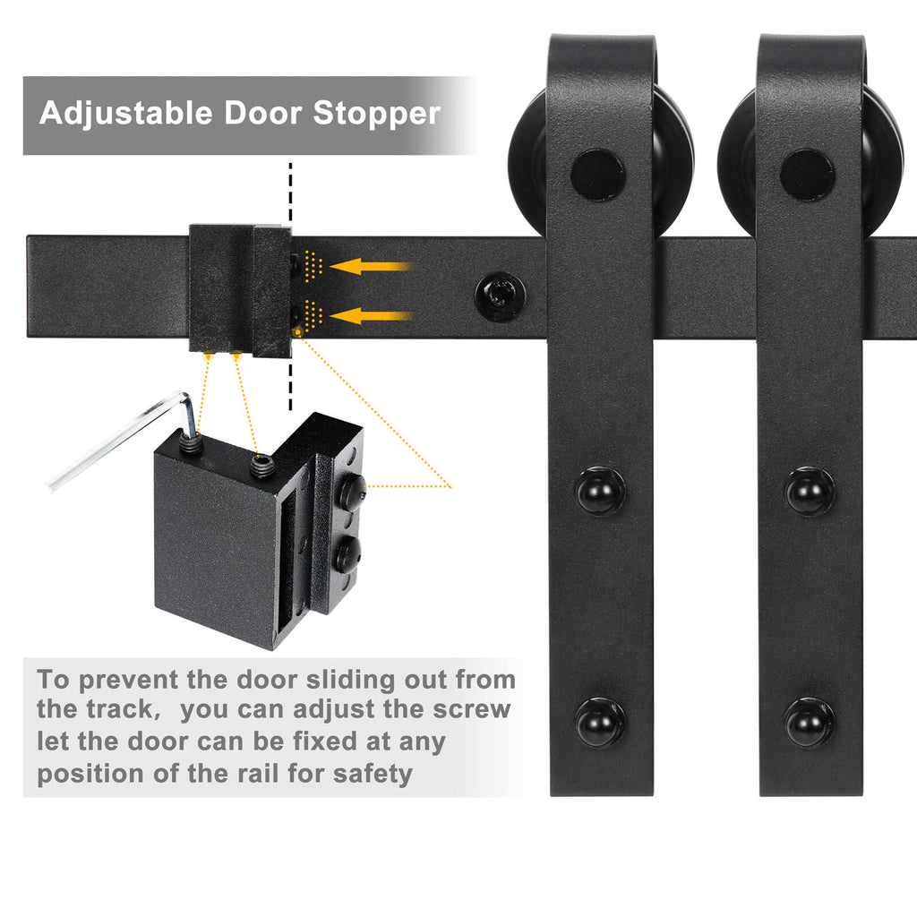 6.6 Feet Sliding Barn Door Hardware Kit Track Rail for Modern Closets