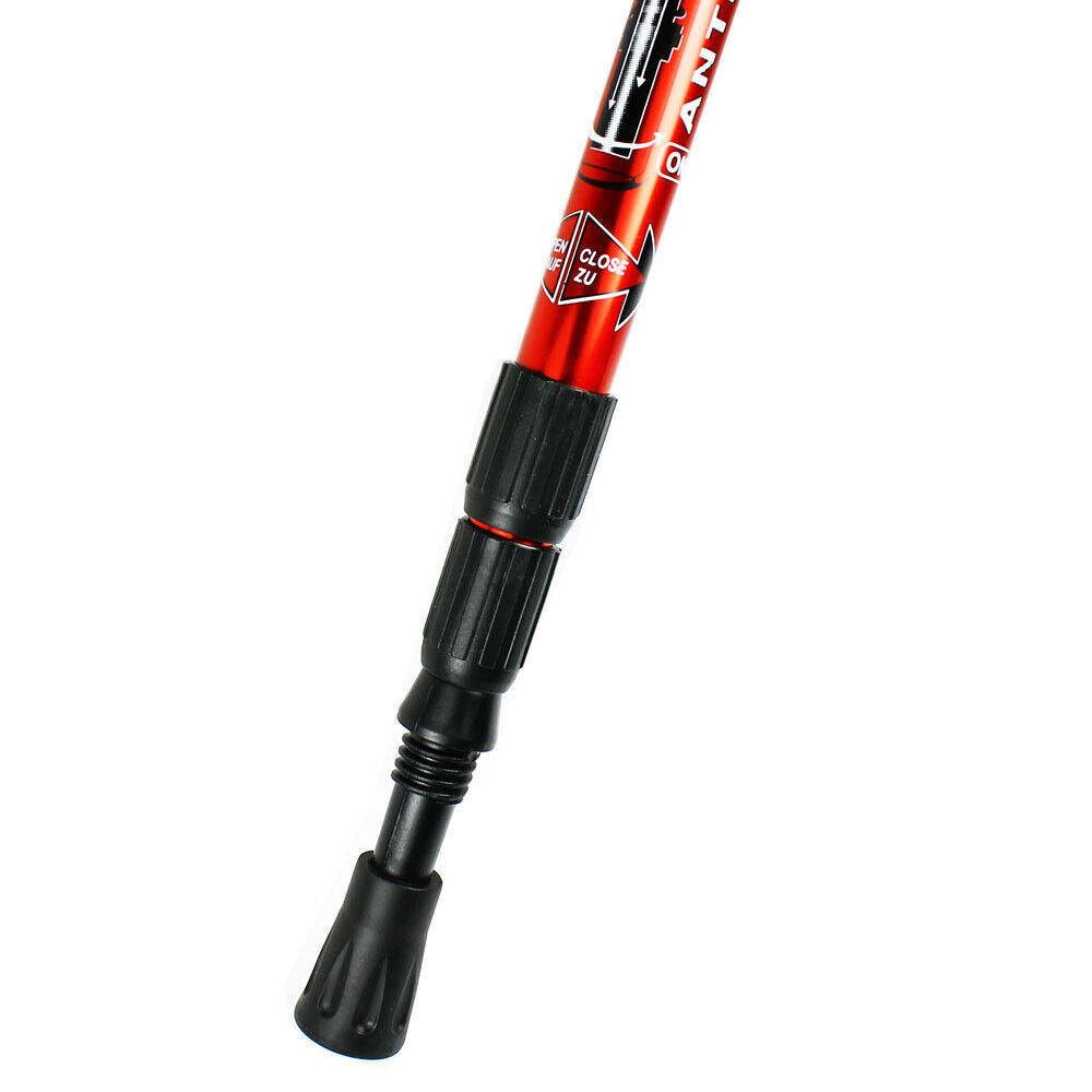 2 Red Anti-shock Adjustable Alpenstock Poles for Trekking & Hiking