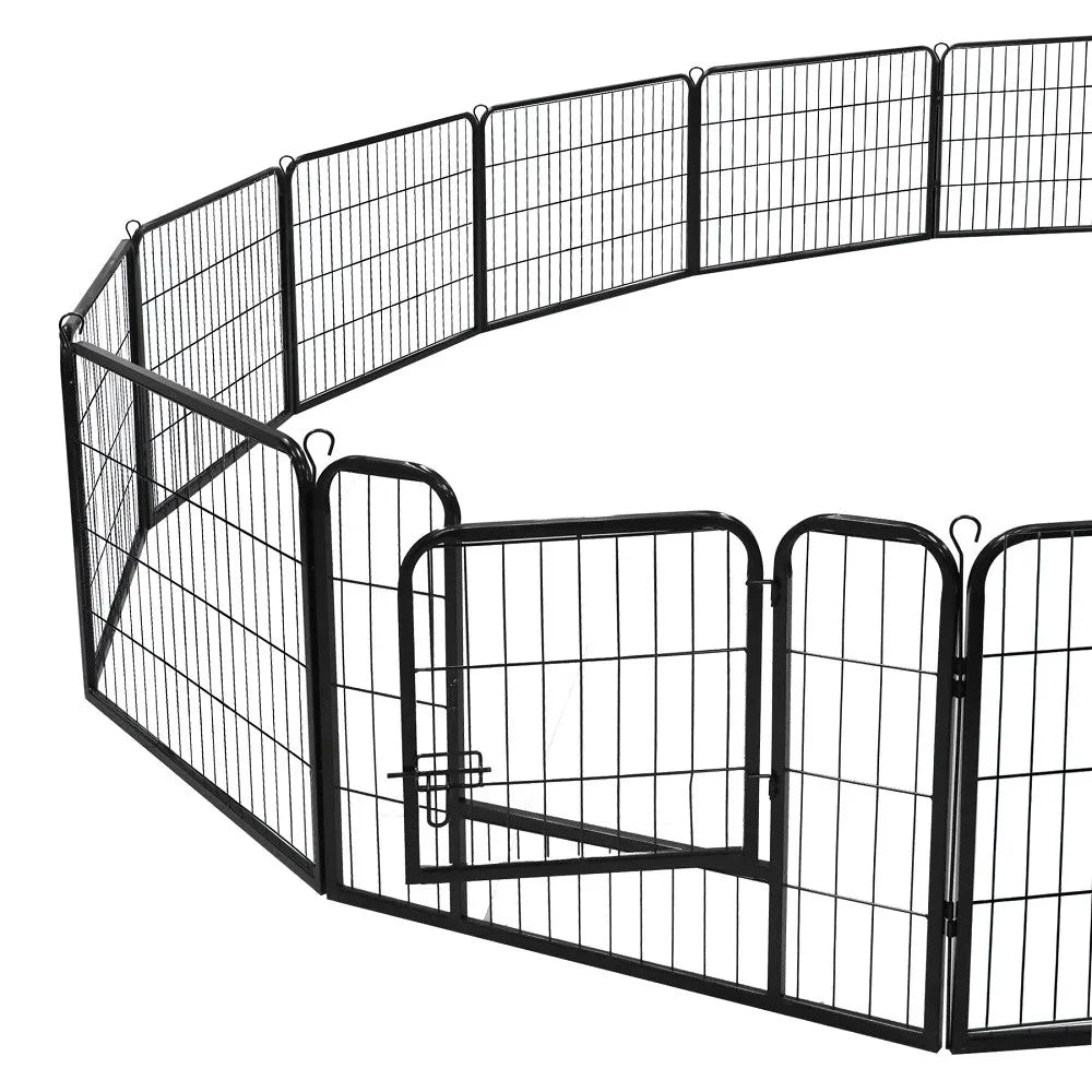 24" Metal Pet Playpen 16 Panel Fence Kennel Safe Exercise Enclosure