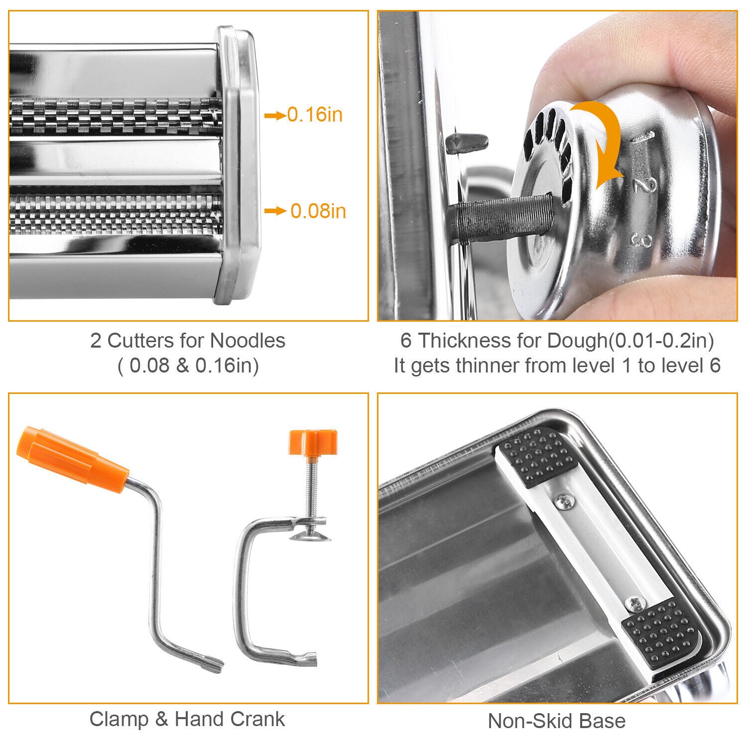 Stainless Steel Pasta Roller Machine Fresh Spaghetti Noodle Maker Tool