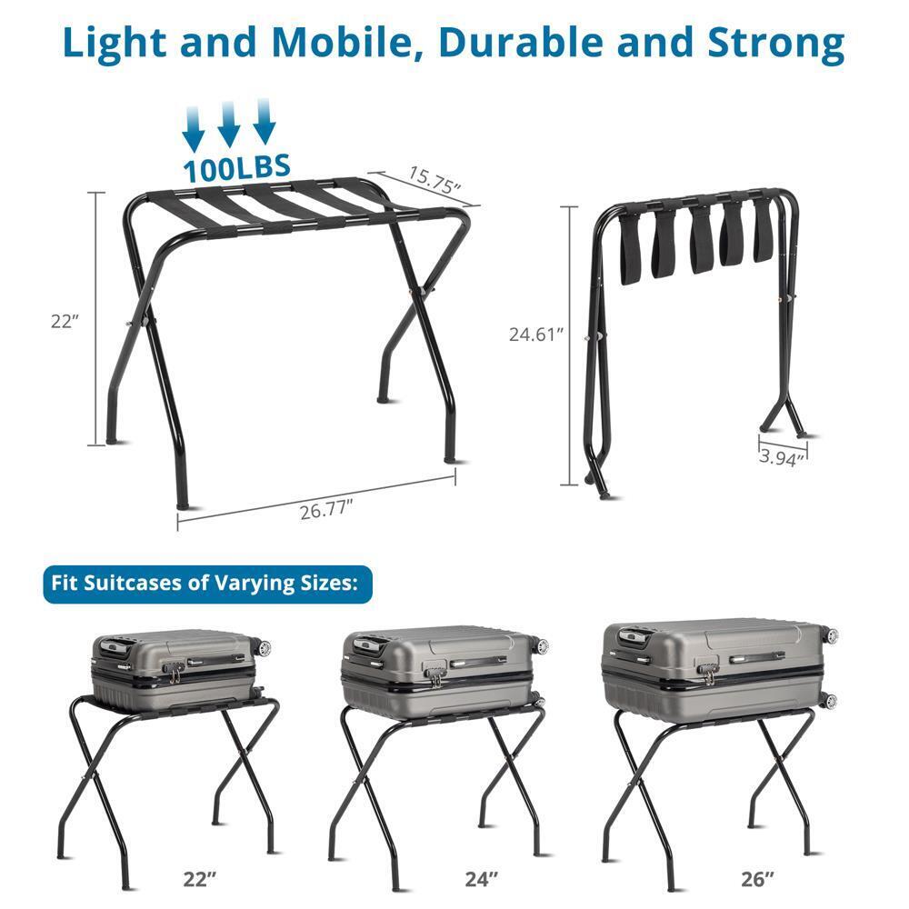 Sturdy Metal Folding Luggage Rack Stand for Home Hotel