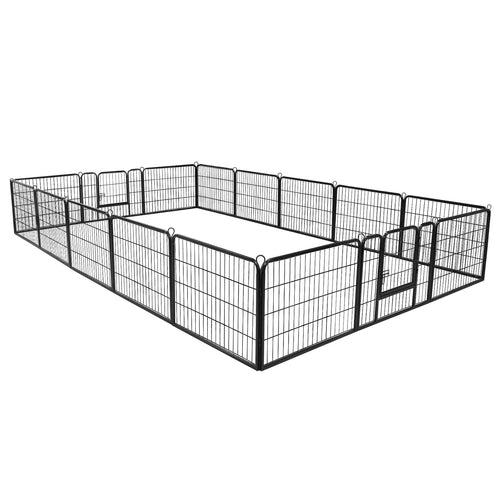 24" Metal Pet Playpen 16 Panel Fence Kennel Safe Exercise Enclosure