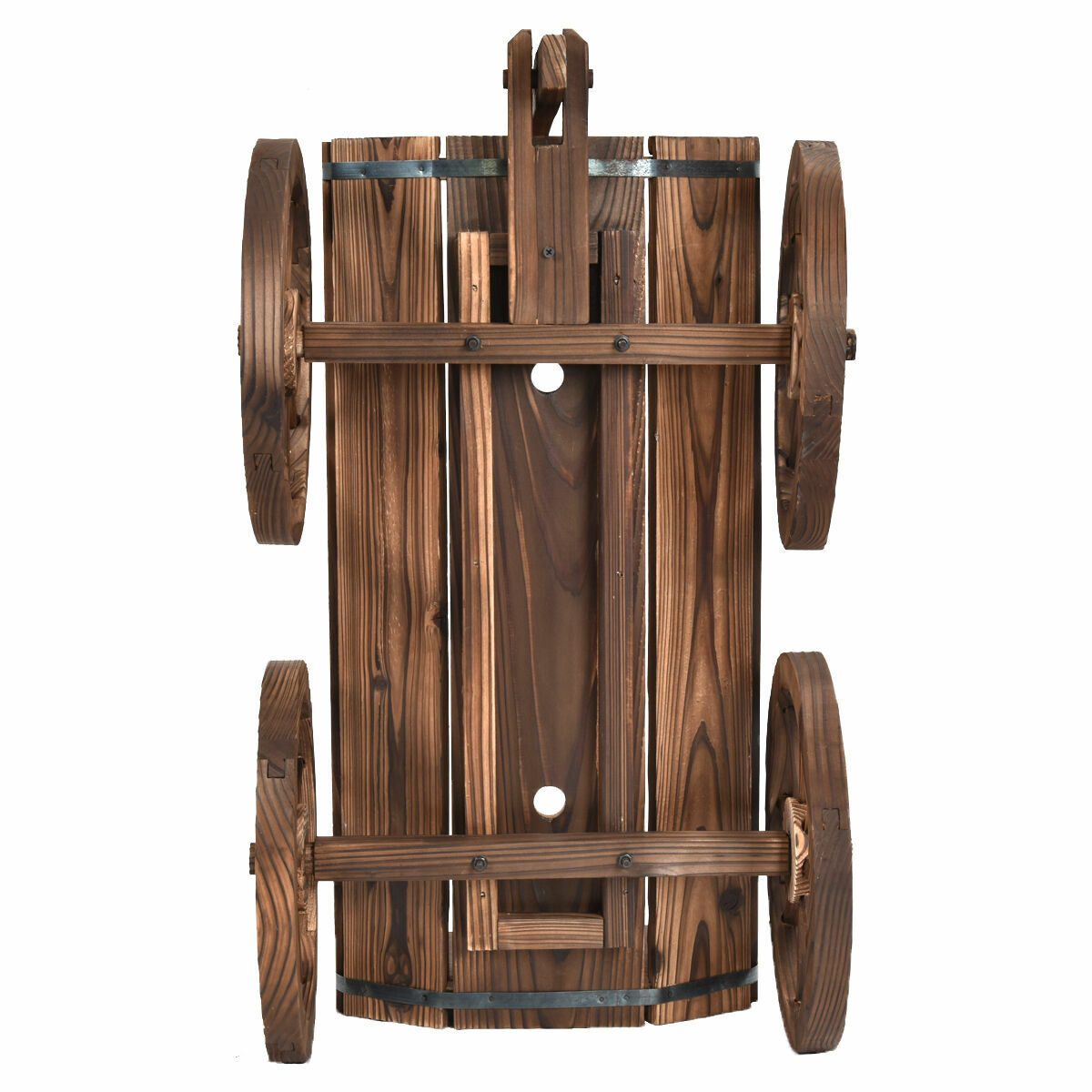 Wooden Wagon Cart Flower Planter Pot Stand with Wheels