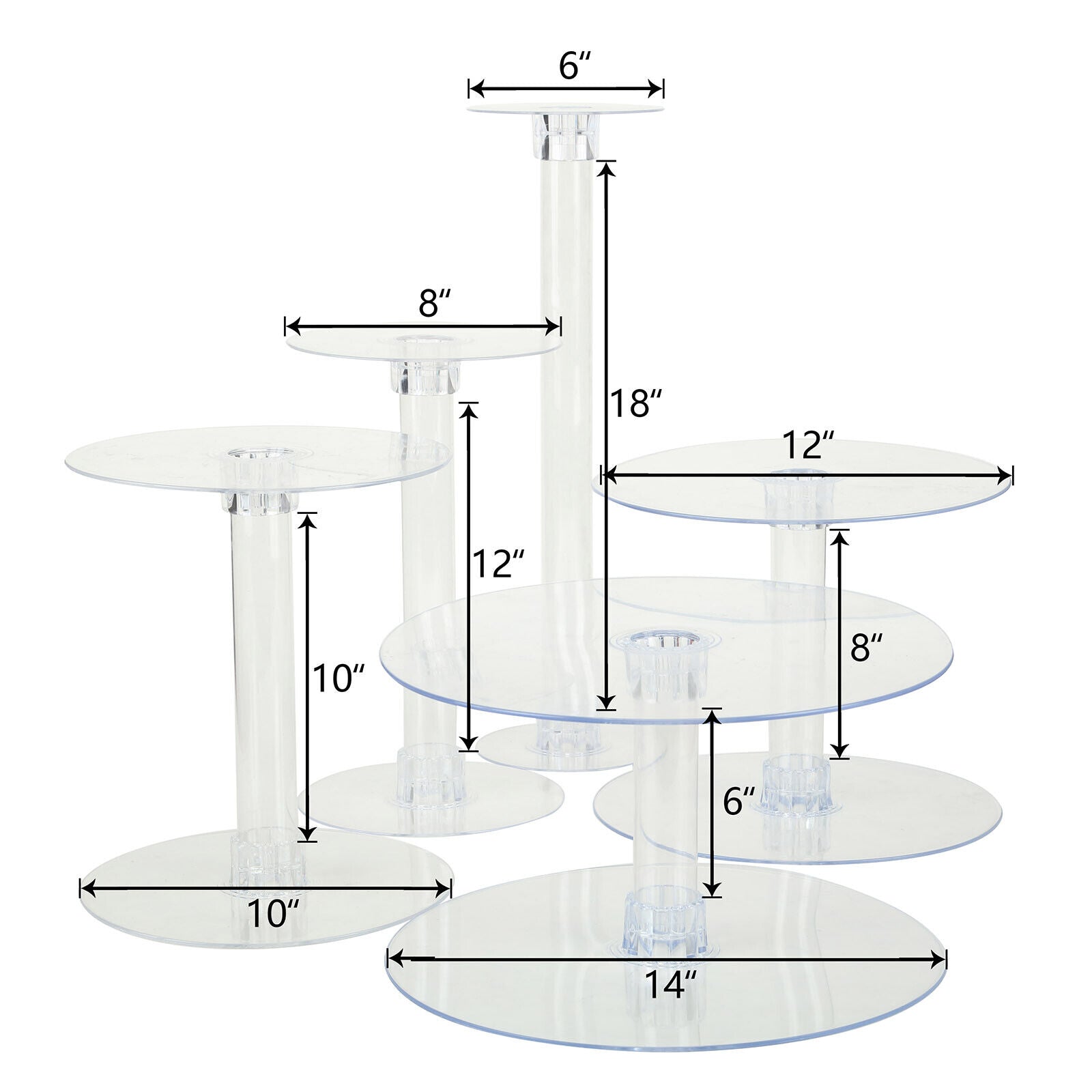 5 Tiers Acrylic Cake Stand Set Birthday Party Catering Display
