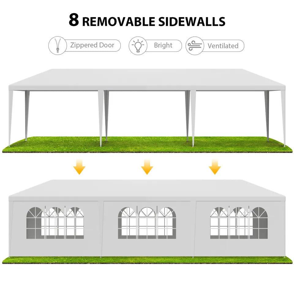 White Outdoor Gazebo Canopy Wedding Party Tent 10'x30'