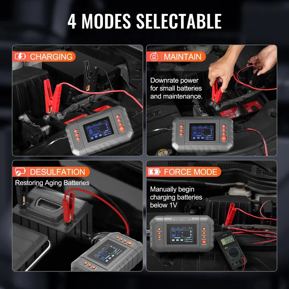 35A Smart Car Battery Charger LiFePO4 Lead Acid 6V 12V 24V LCD