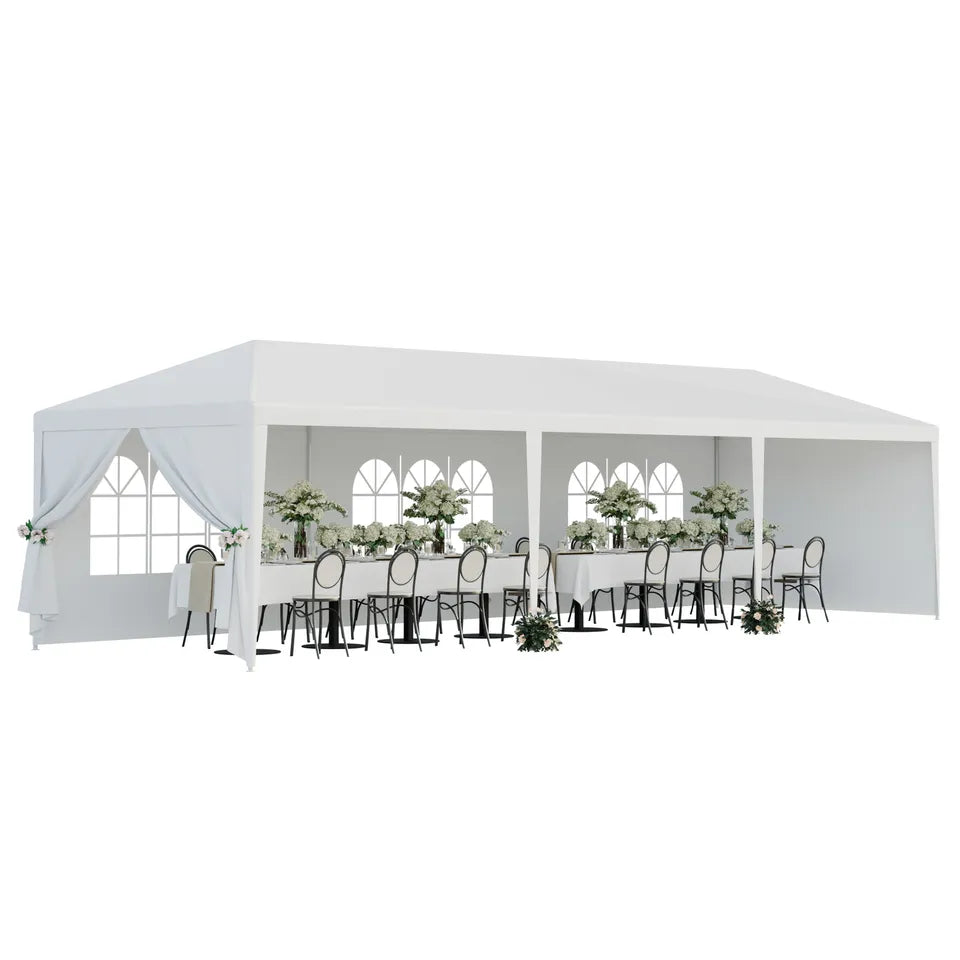 White Outdoor Gazebo Canopy Wedding Party Tent 10'x30'