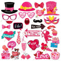 Dusenly 30pcs Valentine's Day Photo Booth Props Funny Selfie Props Kit for Valentines Engagement Wedding Photo Props Accessories