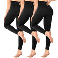 SINOPHANT Pack of 3 Women's High-Waist Opaque Black Leggings for Gym, Yoga, Sports, Pack of 3 Black, S-M