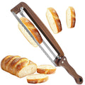 Bread Slicer Guide Adjustable Thickness Wooden Sourdough Knife Two-Handed – Natural